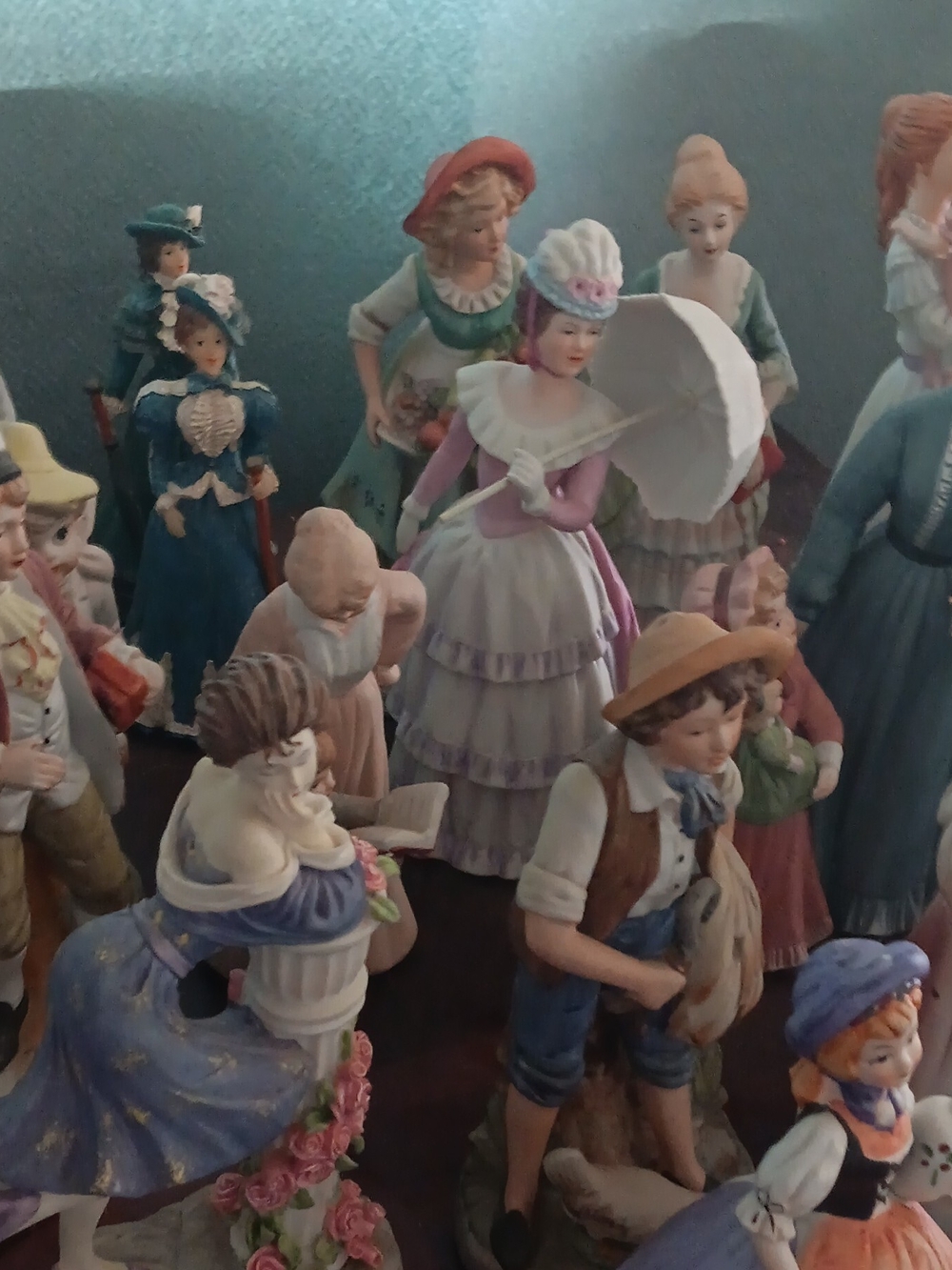 Porcelain Figurine - Lady with Parasol in Lavender Dress